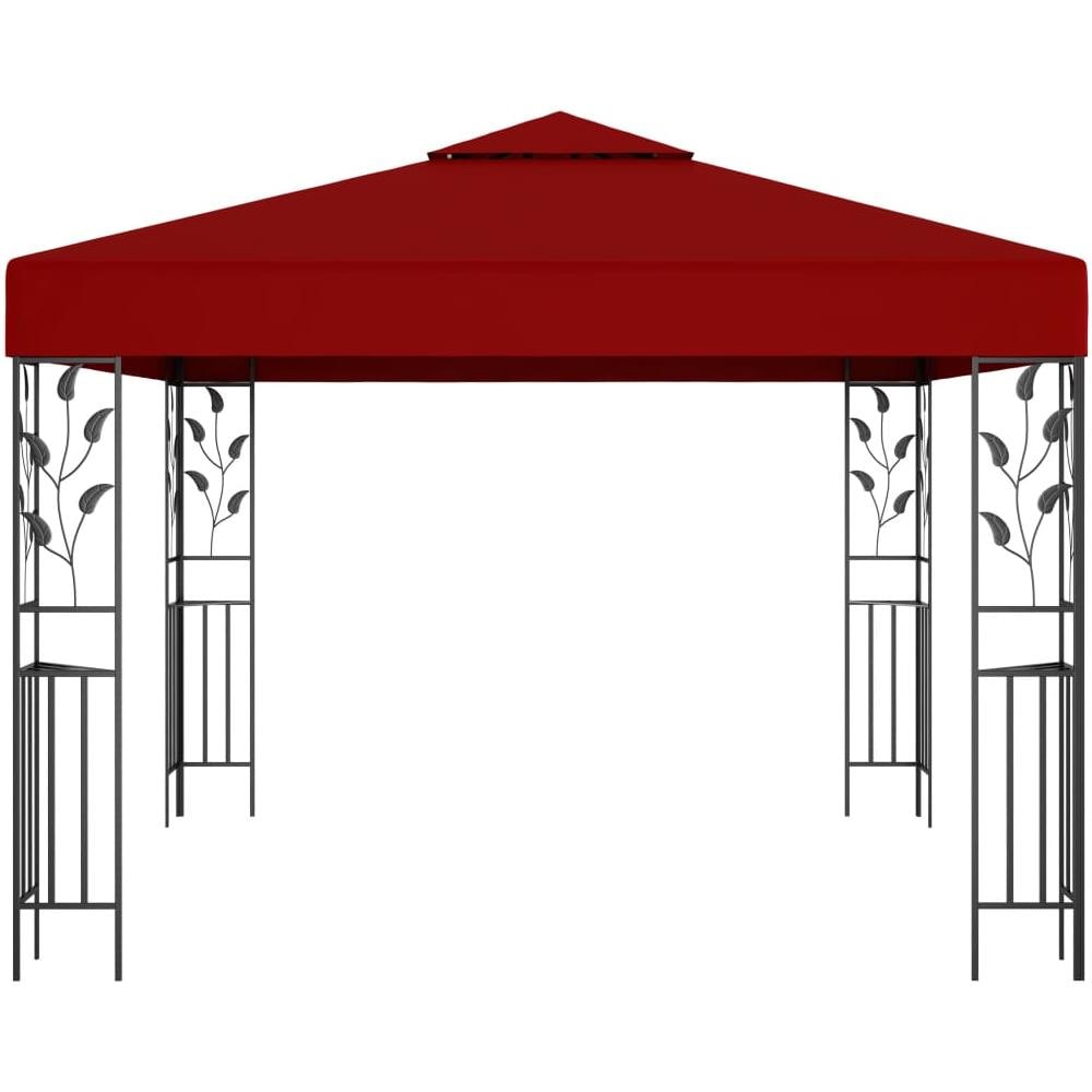 Gazebo con Stringa di Luci LED 3x3 m Rosso Vino - Foto 2