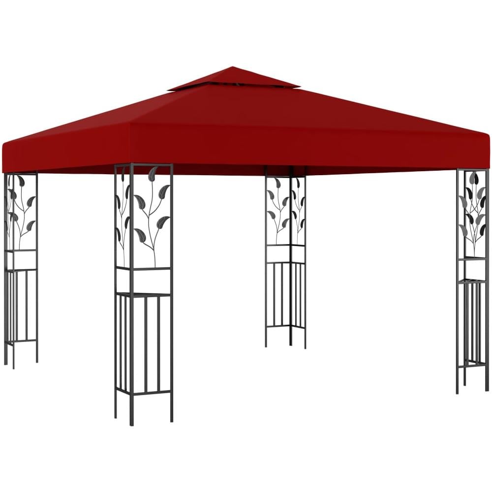 Gazebo con Stringa di Luci LED 3x3 m Rosso Vino - Foto 3