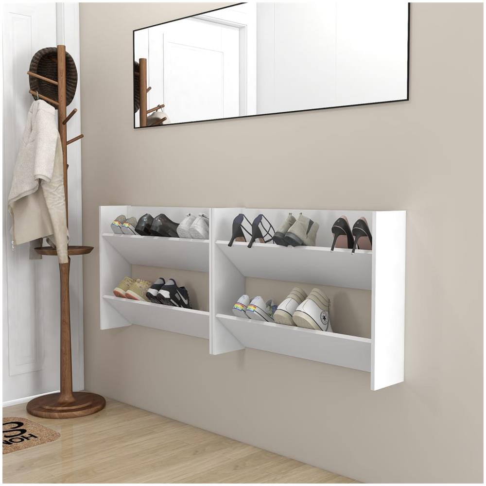 Scarpiere A Muro 2 Pz Bianche 80x18x60 Cm In Truciolato - Foto 1