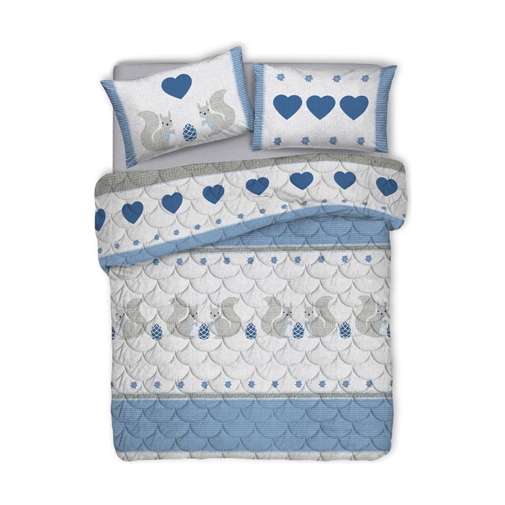 Trapunta Piumone Invernale Linea Pensieri Delicati Disegno Scoiattolo Singolo Blu - Foto 1