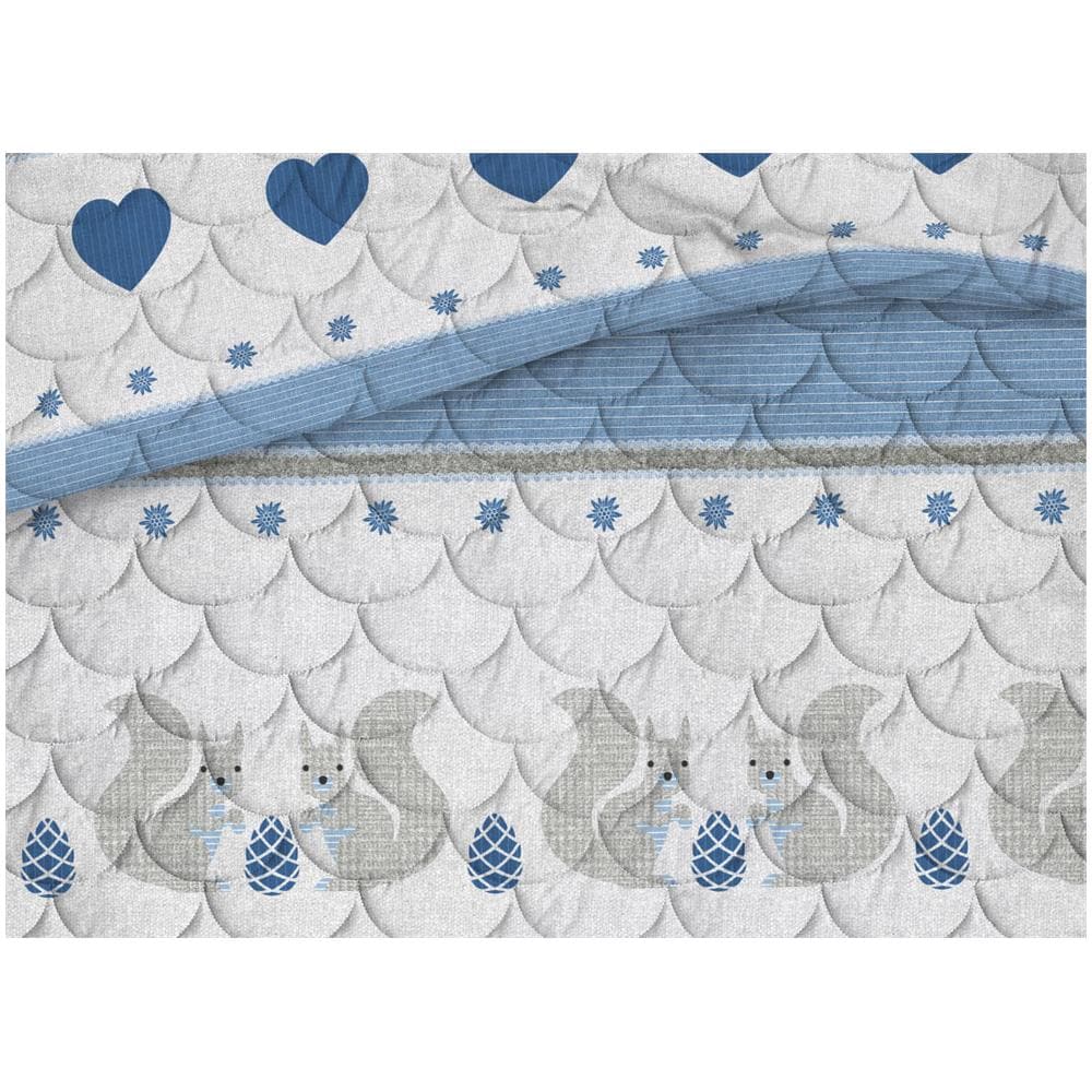 Trapunta Piumone Invernale Linea Pensieri Delicati Disegno Scoiattolo Singolo Blu - Foto 2