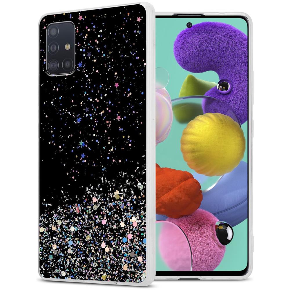 Custodia Compatibile Con Samsung Galaxy A51 4g / M40s In Nero Con Glitter - Coperchio Protettivo In Silicone Tpu Flessibile Con Glitter Scintillanti - Foto 1