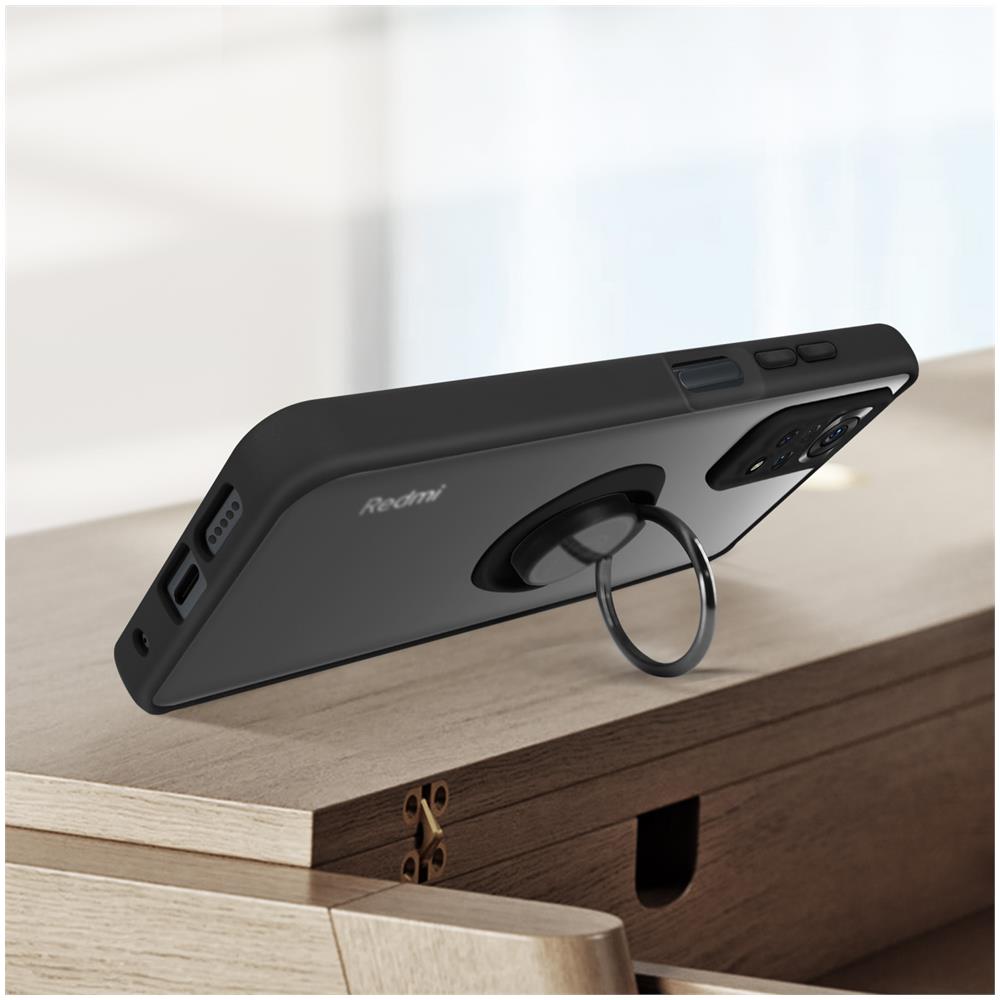 Cover Xiaomi Redmi Note 11 E 11s Bimateria Anello Metallico Supporto Nera - Foto 2