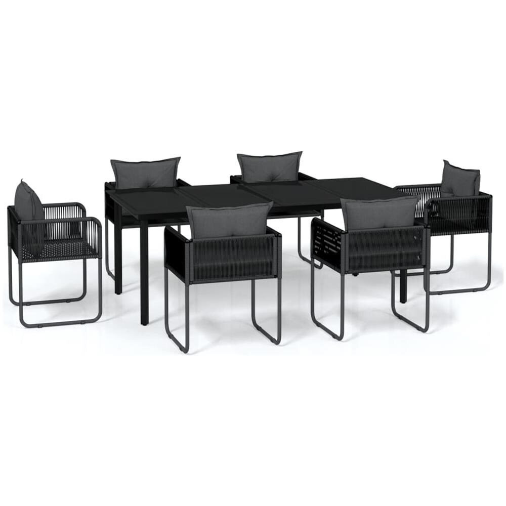 Set Da Pranzo Per Giardino 7 Pz Con Cuscini Nero - Foto 2