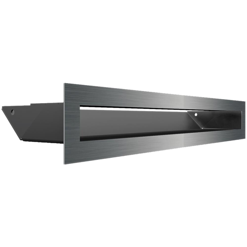 Griglia Ventilazione Per Camino Kratki - Angolo Sinistro 45°, Acciaio Verniciato Nero, 60x40x9 Cm