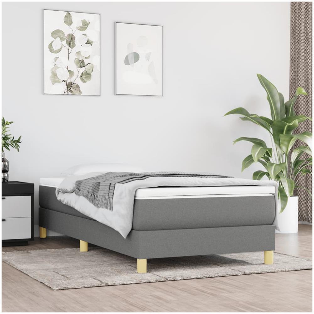 Giroletto A Molle Con Materasso Grigio Scuro 100x200 Cm Tessuto - Foto 1