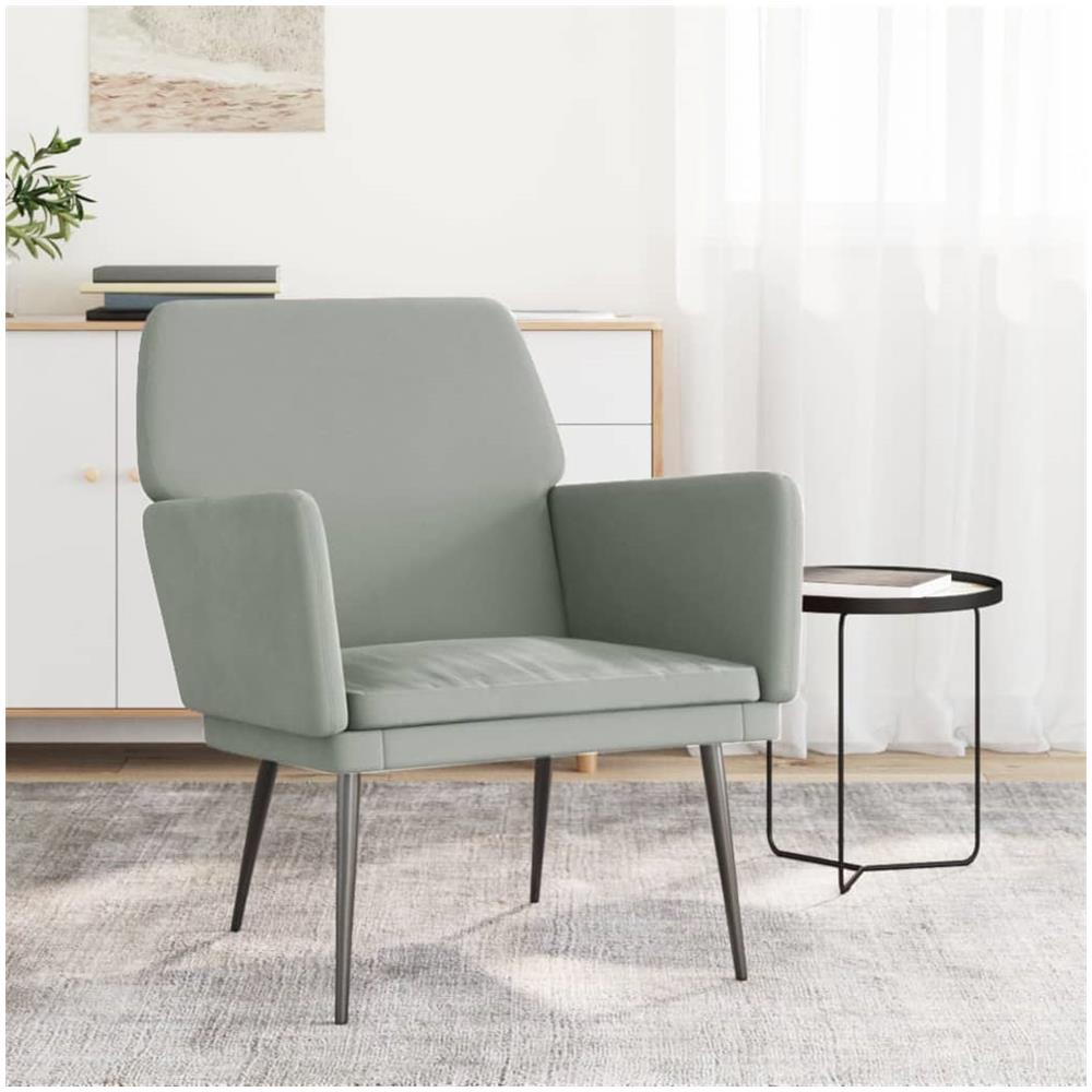 Poltrona Grigio Chiaro 62x79x79 Cm Velluto - Foto 1