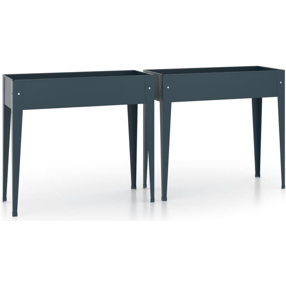 Fioriere Da Giardino 2 Pz Grigie Acciaio Zincato - Foto 1