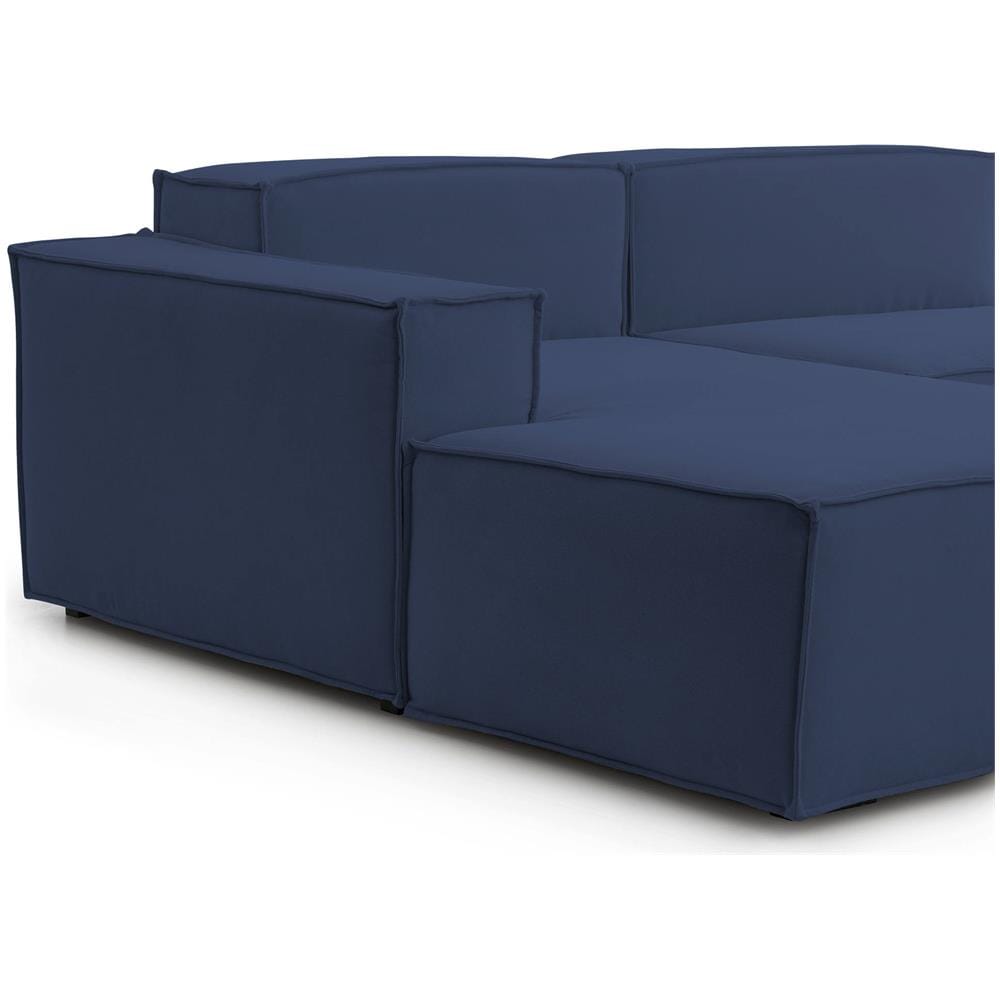 Divano Fisso Licia, Divano Componibile A 4 Posti Con Penisola Sinistra, 100% Made In Italy, Sofà Moderno In Tessuto, Cm 340x170h70, Blu - Foto 4