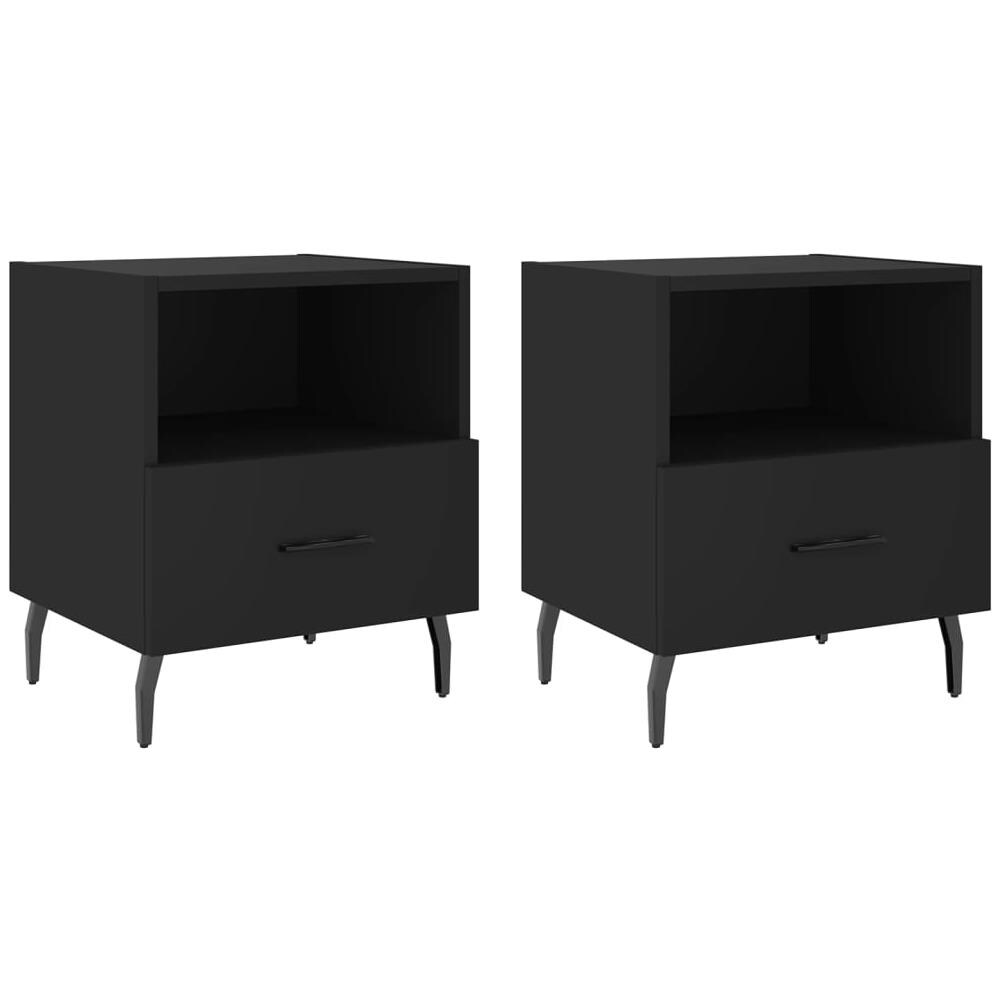 Comodini 2 Pz Neri 40x35x47,5 Cm In Legno Multistrato - Foto 2