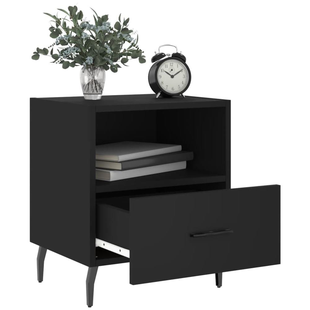 Comodini 2 Pz Neri 40x35x47,5 Cm In Legno Multistrato - Foto 3