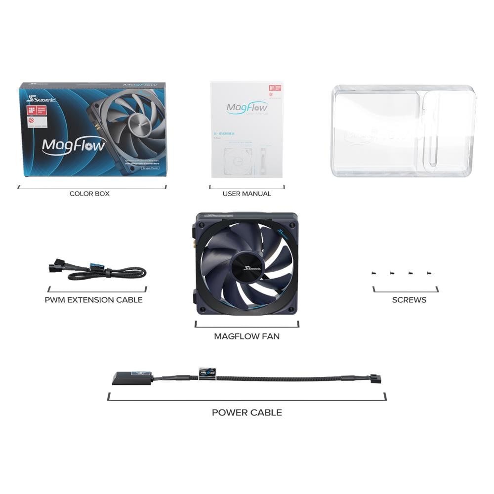 MagFlow 1-Fan Kit Case per computer Ventilatore 12 cm Nero 1 pz - Foto 9