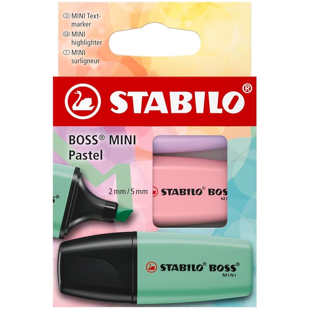 BOSS MINI Pastel - Evidenziatore - Astuccio da 3 - Glicine, Rosa Antico, Verde Menta - Foto 1