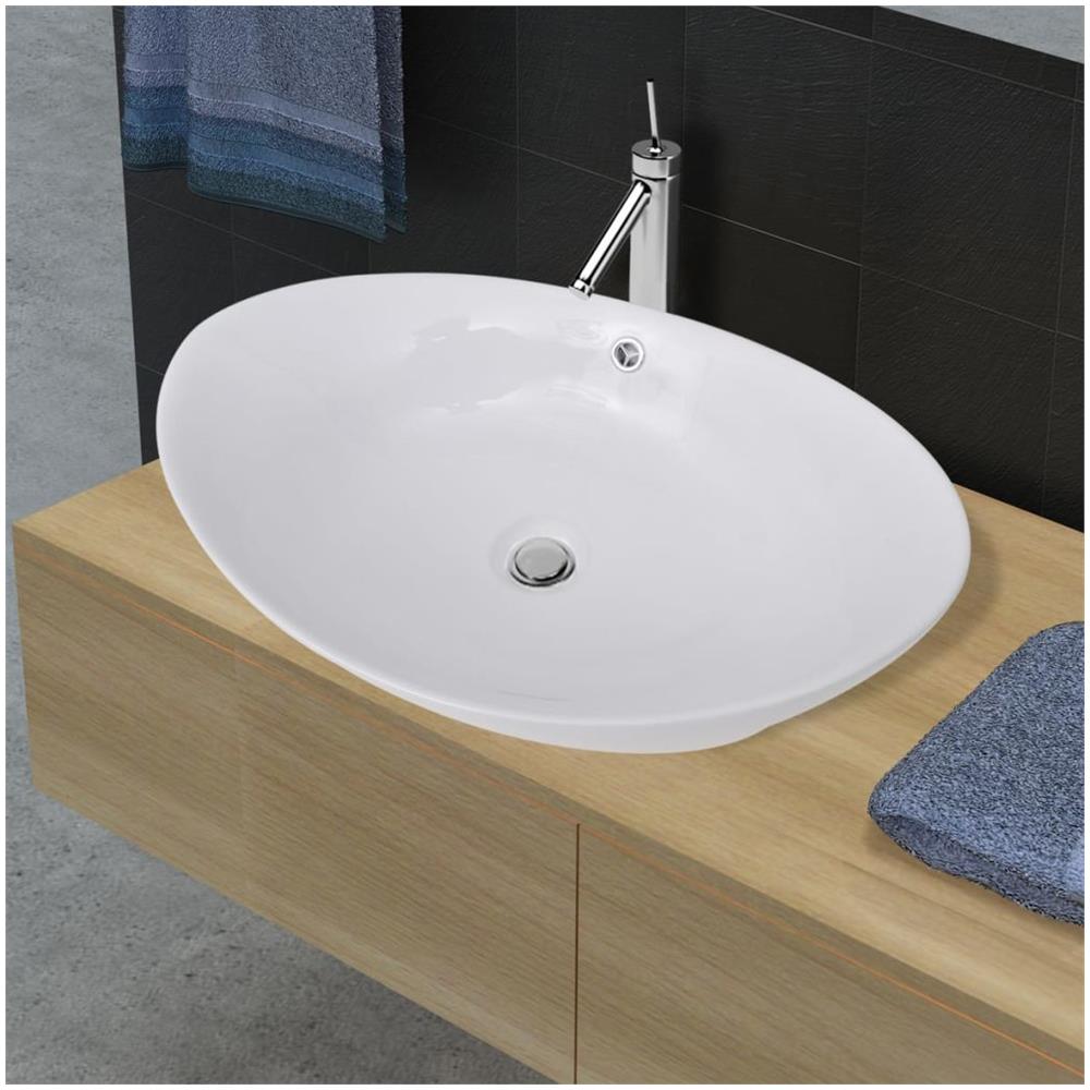 Lavello Ovale In Ceramica Di Lusso Con Troppopieno 59 X 38,5 Cm - Foto 2