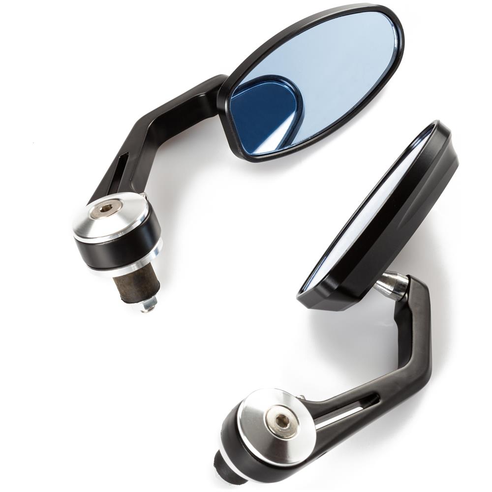 Specchietti 22mm Manubrio Moto Retrovisori Metallo Universali Ovali Argento - Foto 2