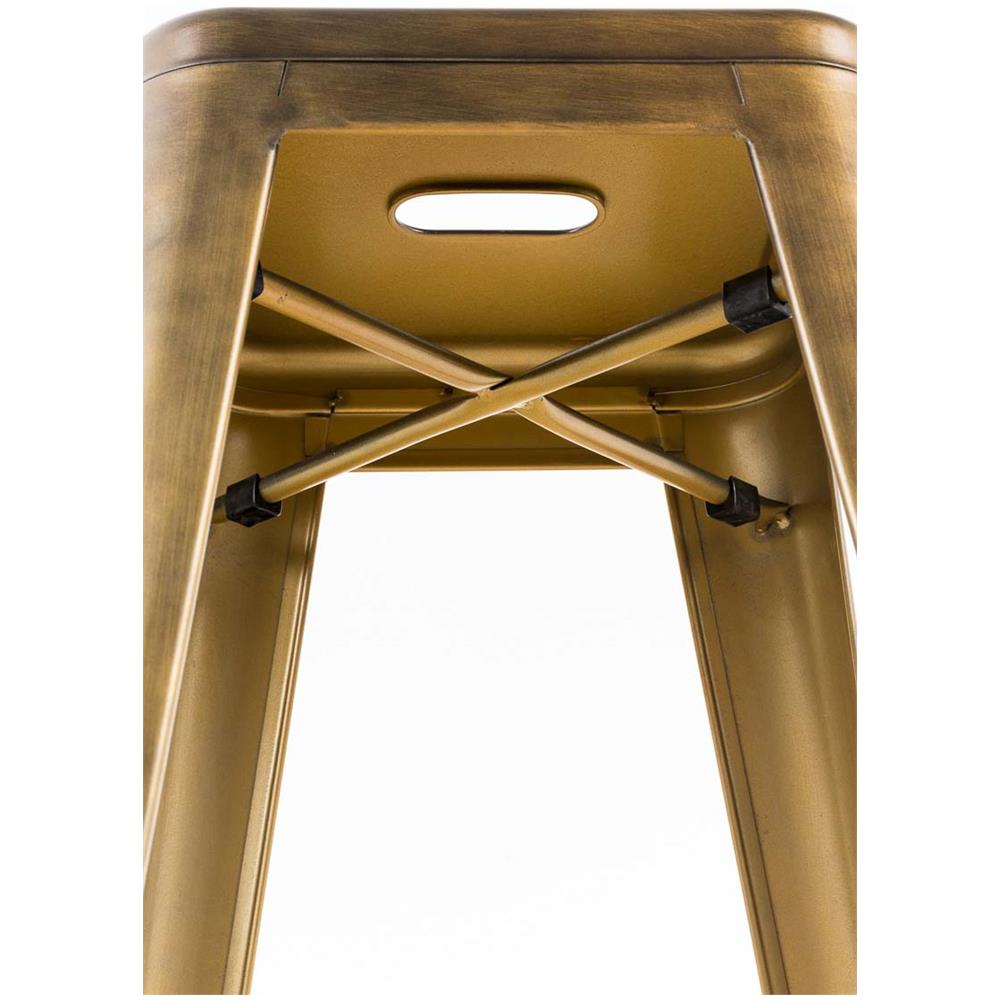 Set 2 Sgabelli Bar Joshua in Metallo I Coppia Sgabelli Industriali Scandinavian Senza Schienale Impilabili I 2 Sgabelli da Bancone H 77 cm Oro - Foto 5