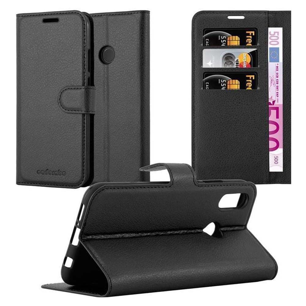 Custodia Compatibile Con Huawei P20 Lite In Nero Carbone - Coperchio Protettiva Con Chiusura Magnetica, Funzione Stand E Tasca Per Le Carte - Foto 1