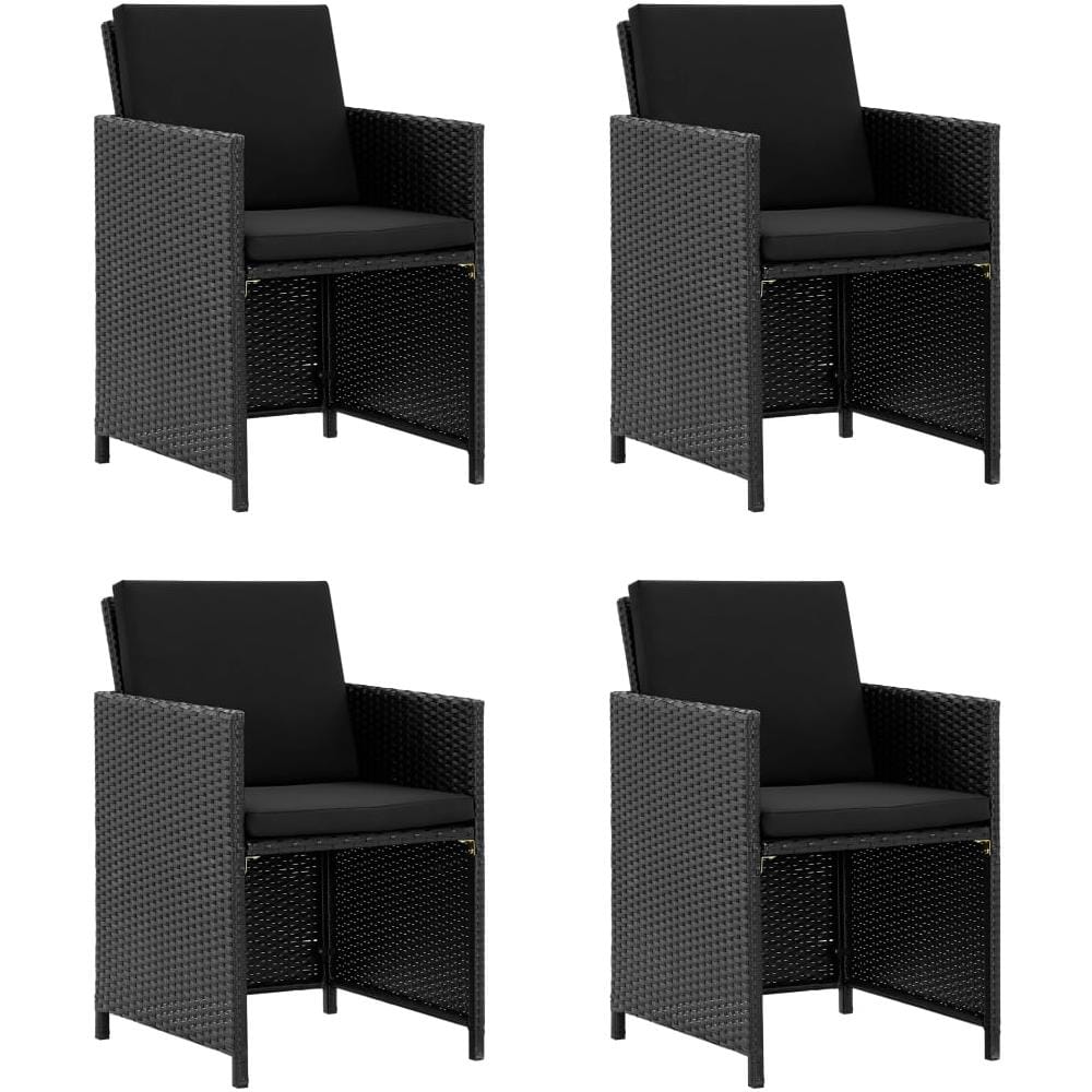 Set Da Pranzo Da Giardino 5 Pz Con Cuscini In Polyrattan Nero - Foto 2