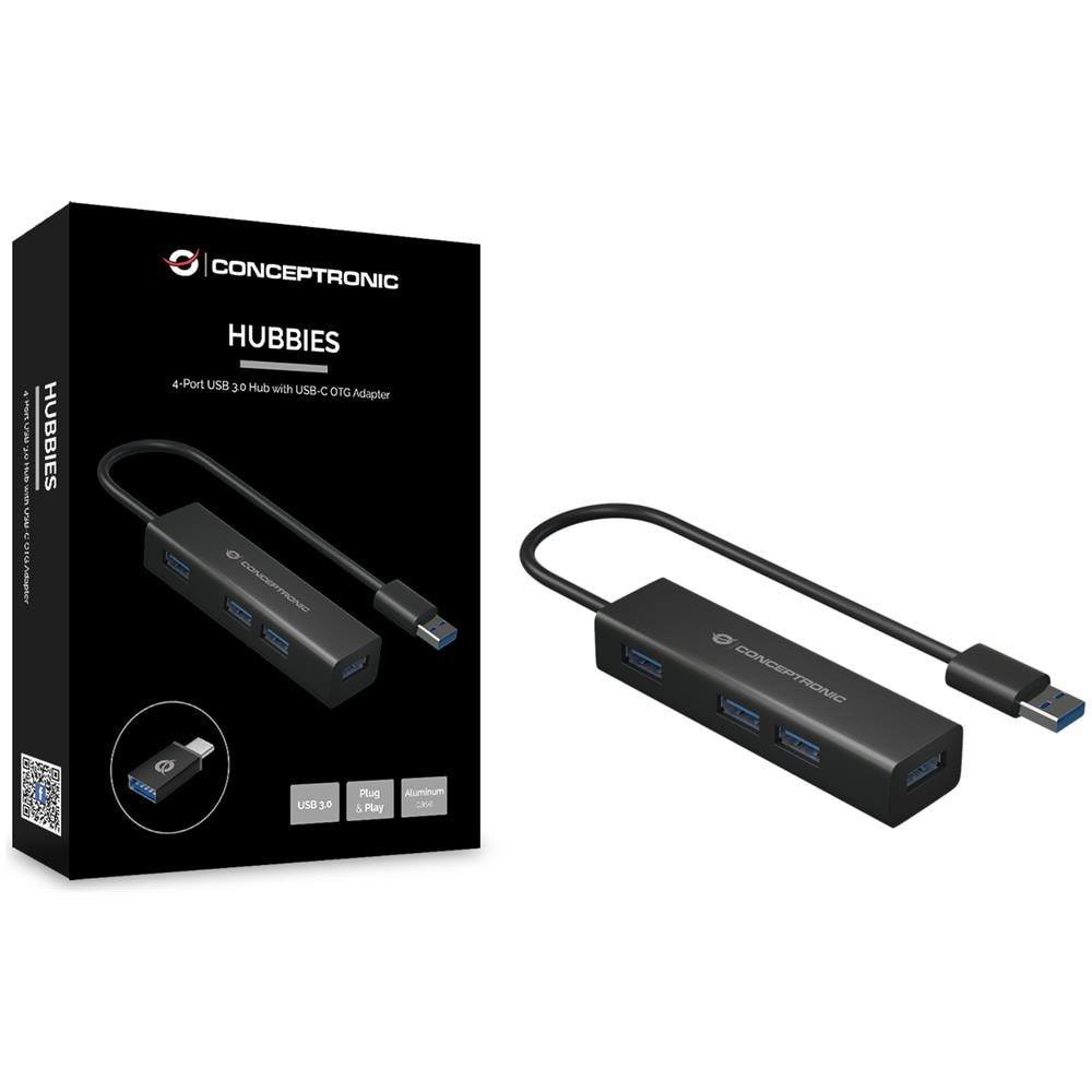 4-ports Usb 3.0 Hub With Usb-c Adap - Foto 2