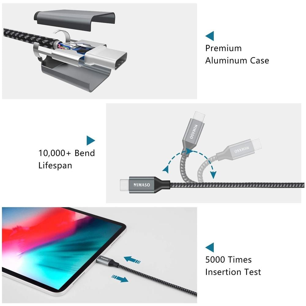 Usb A Usb C C Cavo 2m Usb Type C 100w 20v 5a Pd Di Ricarica Rapida Data Cable Con E-mark Chip Per Macbook Macbook Pro Ipad Pro 2018 Macbook Air Chromebook Pixel Galaxy S8 S8 - Foto 2