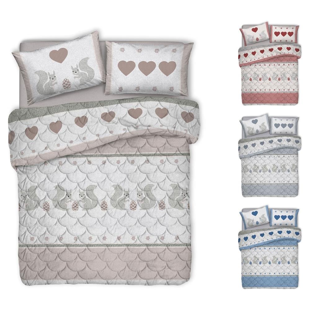 Trapunta Piumone Invernale Linea Pensieri Delicati Disegno Scoiattolo Singolo Beige - Foto 2