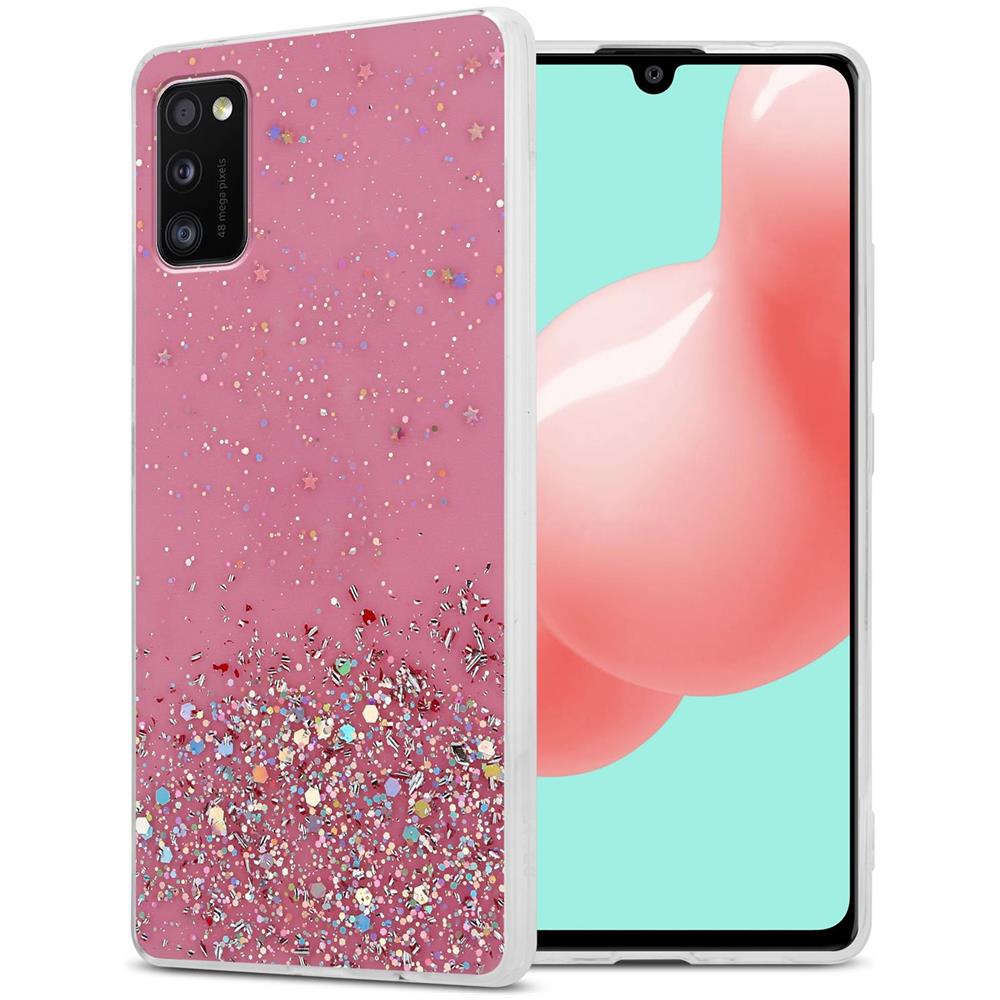 Custodia Compatibile Con Samsung Galaxy A41 In Rosa Con Glitter - Coperchio Protettivo In Silicone Tpu Flessibile Con Glitter Scintillanti - Foto 1