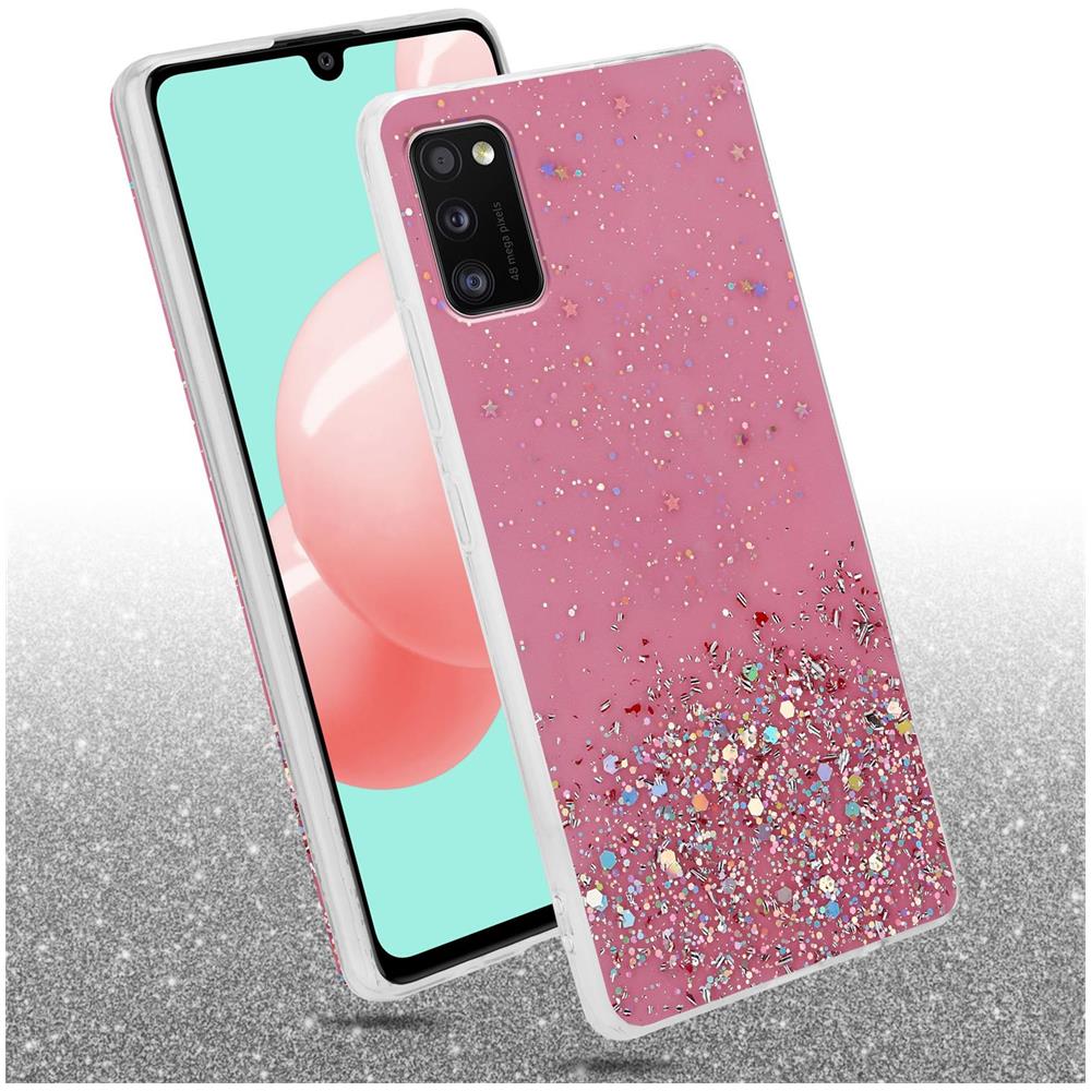 Custodia Compatibile Con Samsung Galaxy A41 In Rosa Con Glitter - Coperchio Protettivo In Silicone Tpu Flessibile Con Glitter Scintillanti - Foto 2