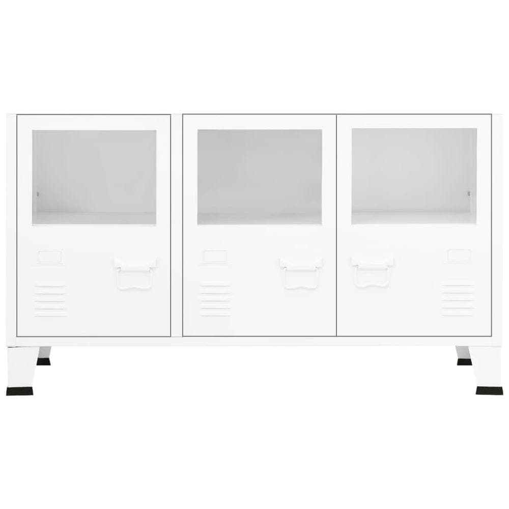 Credenza Bianca Industriale 105x35x62 Cm In Metallo E Vetro - Foto 3