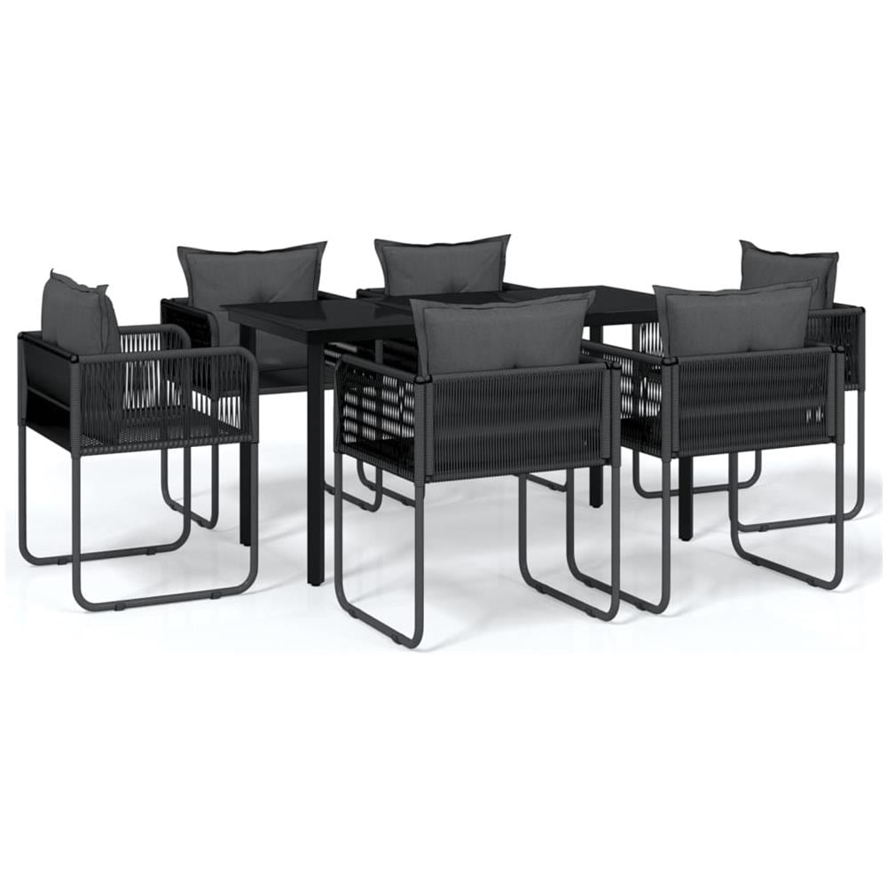 Set Mobili Da Pranzo Per Giardino 7 Pz Nero - Foto 2