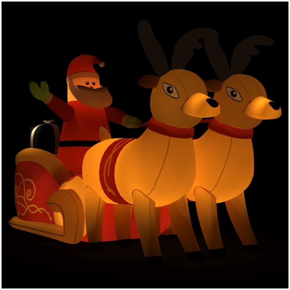 Decorazione Natalizia Babbo Natale E Renne Gonfiabili Led 130cm - Foto 1