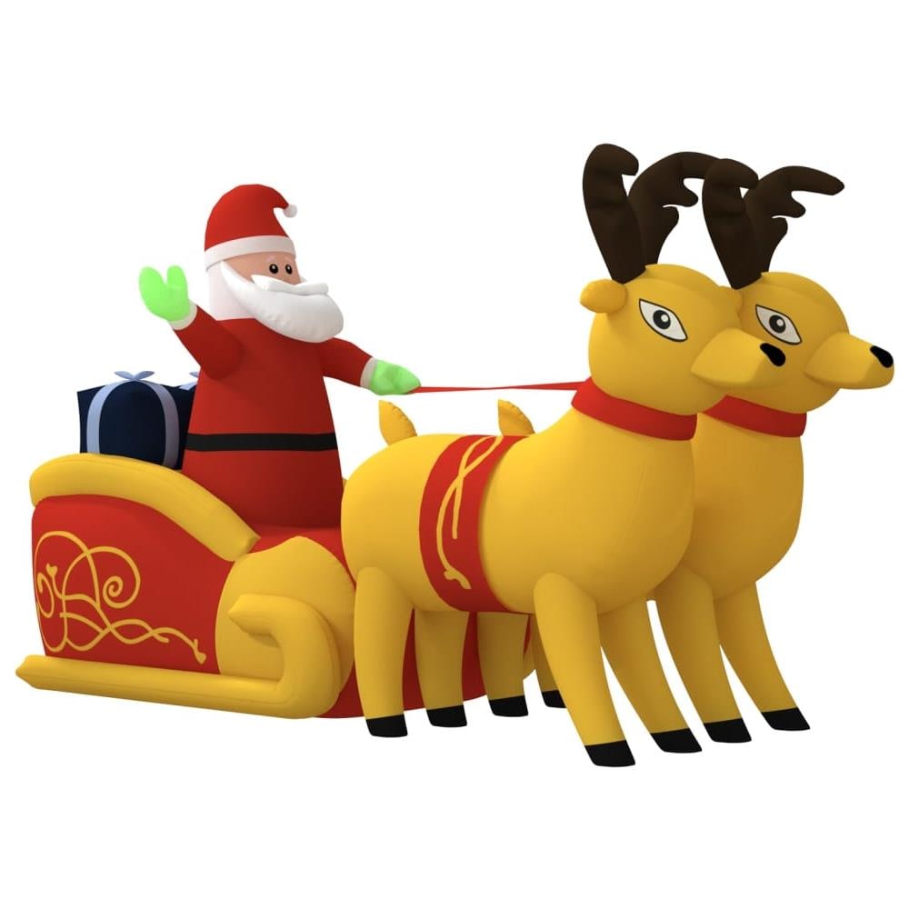 Decorazione Natalizia Babbo Natale E Renne Gonfiabili Led 130cm - Foto 2