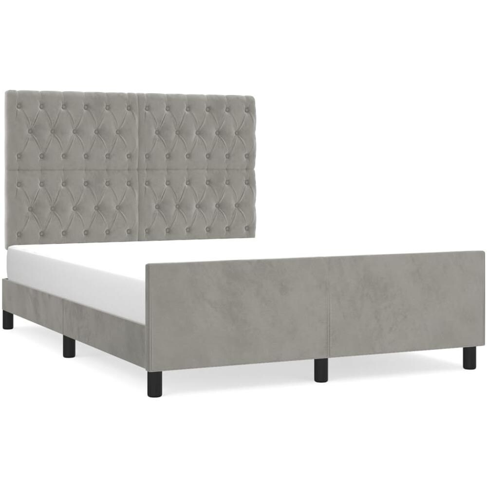 Giroletto Con Testiera Grigio Chiaro 140x190 Cm In Velluto - Foto 2