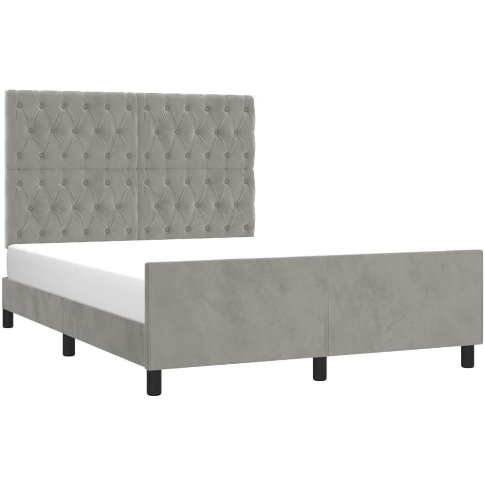 Giroletto Con Testiera Grigio Chiaro 140x190 Cm In Velluto - Foto 3
