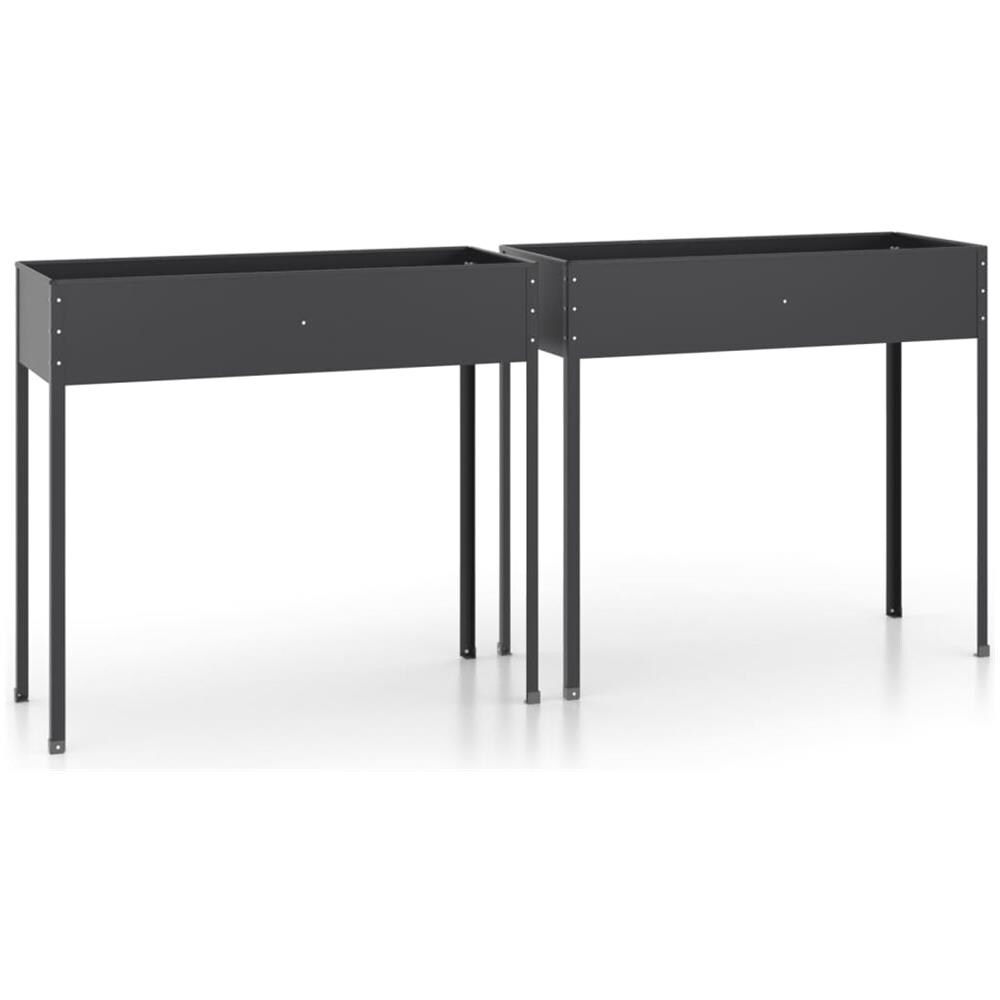 Fioriere Da Giardino 2 Pz Antracite Acciaio Zincato - Foto 1