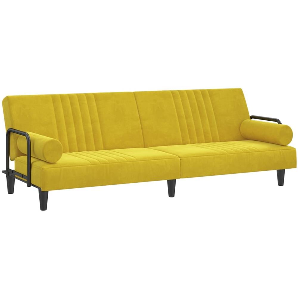 Divano Letto Con Braccioli Giallo In Velluto - Foto 1