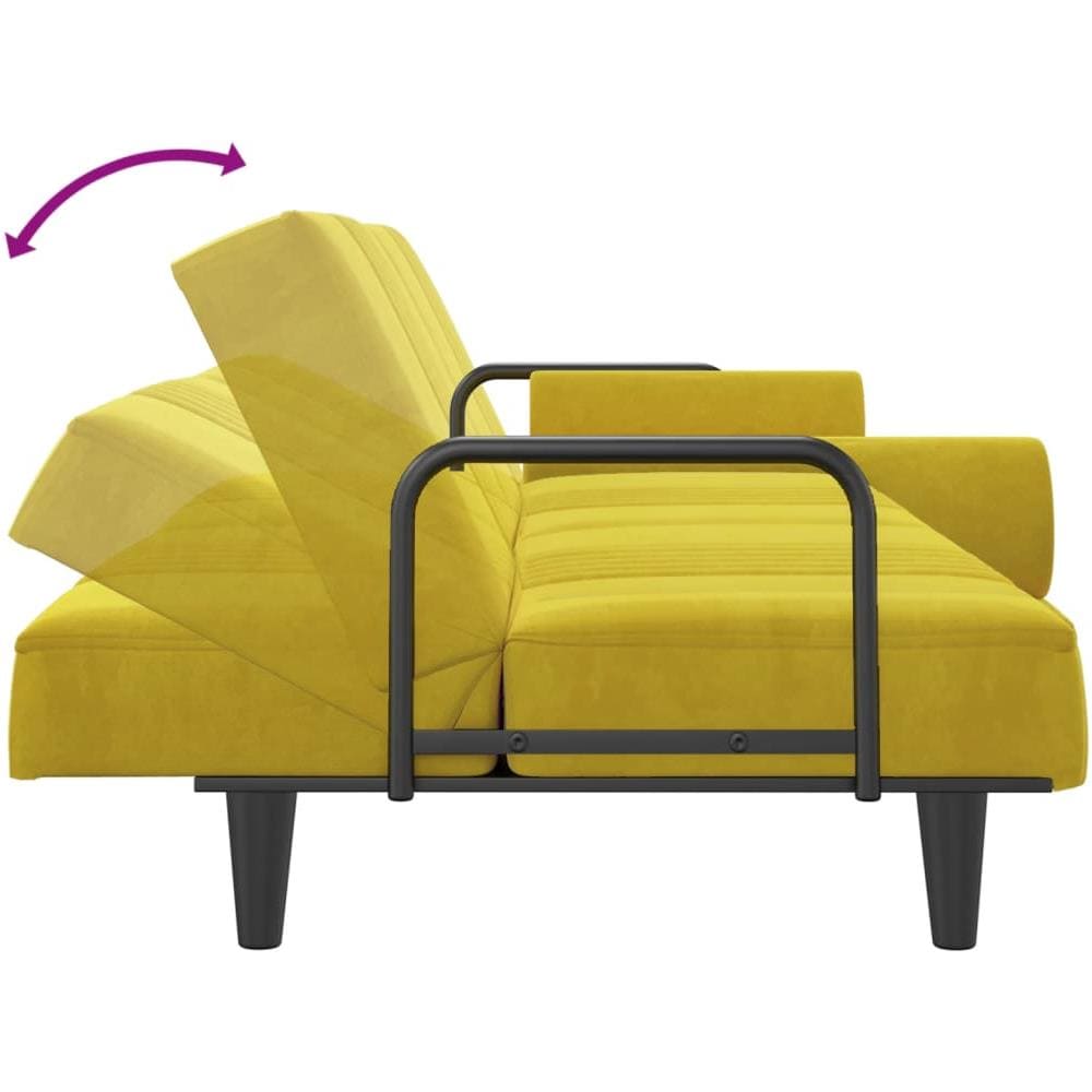 Divano Letto Con Braccioli Giallo In Velluto - Foto 8