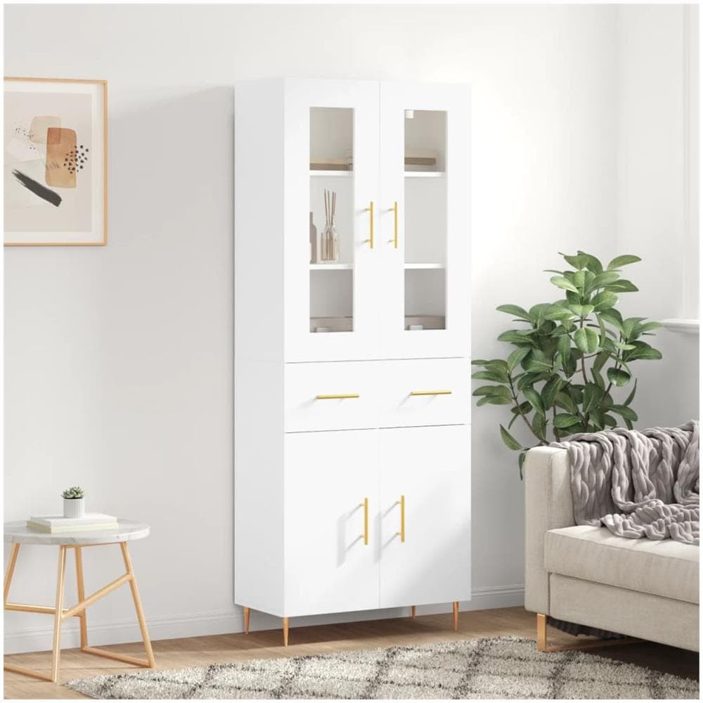 Credenza Bianca 69,5x34x180 Cm In Legno Multistrato - Foto 1