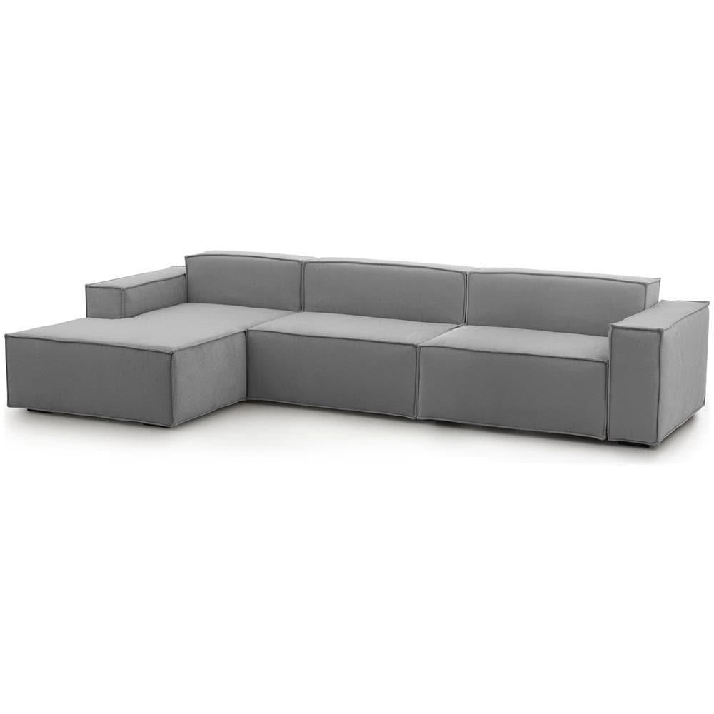 Divano Fisso Licia, Divano Componibile A 4 Posti Con Penisola Sinistra, 100% Made In Italy, Sofà Moderno In Tessuto, Cm 340x170h70, Grigio - Foto 2