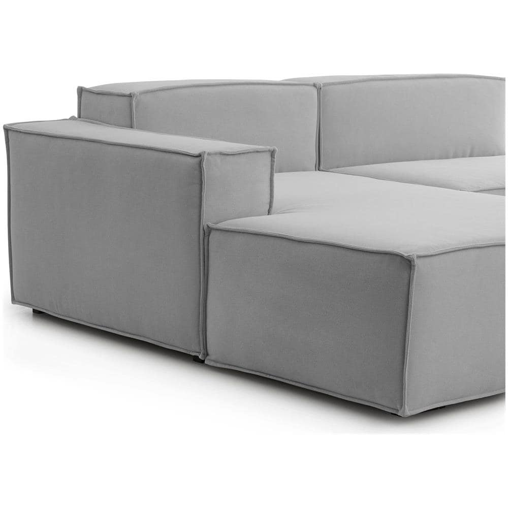 Divano Fisso Licia, Divano Componibile A 4 Posti Con Penisola Sinistra, 100% Made In Italy, Sofà Moderno In Tessuto, Cm 340x170h70, Grigio - Foto 4