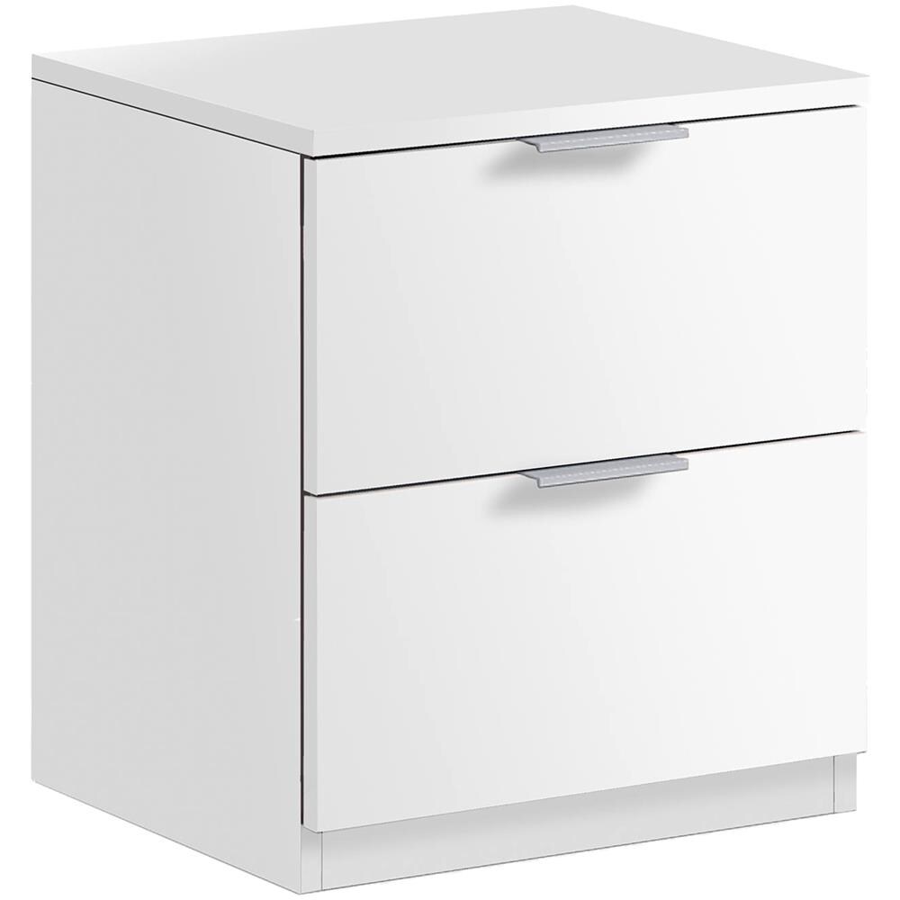 Comodino Syracuse, Comodino Moderno A 2 Cassetti, Tavolino Da Notte, Comò Basso Per Camera Da Letto, 38x34h45 Cm, Bianco - Foto 2