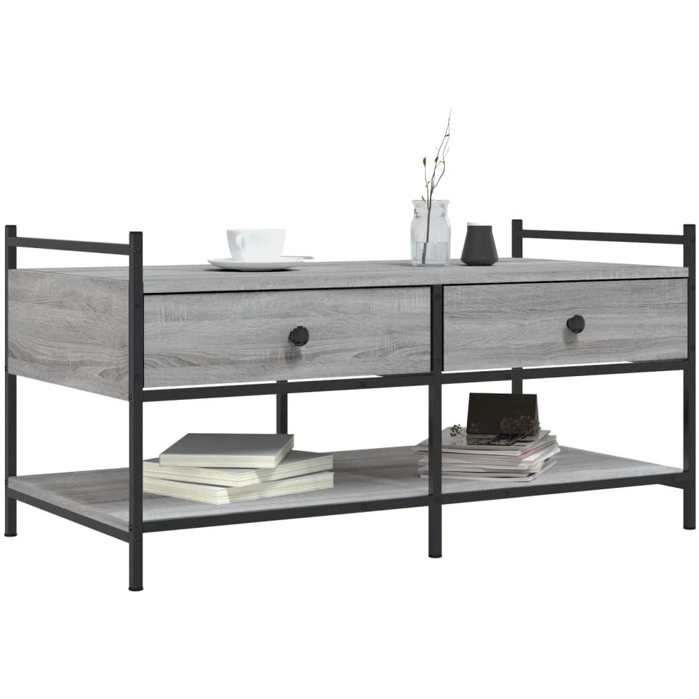 Tavolino Da Salotto Grigio Sonoma 99x50x50 Cm Legno Multistrato - Foto 3