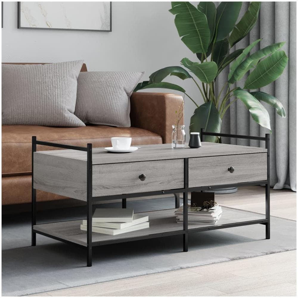 Tavolino Da Salotto Grigio Sonoma 99x50x50 Cm Legno Multistrato - Foto 1