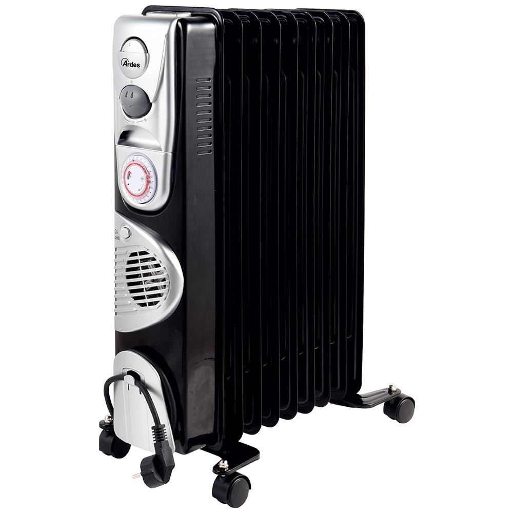 Radiatore ad Olio AR4R09BTTE OILO9 Turbo Time Potenza 2400 W con Timer e Termostato - Nero / Argento - Foto 1