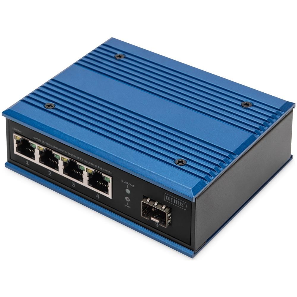 Switch PoE di rete Gigabit Ethernet a 4 porte, industriale, non gestito, 1 collegamento SFP - Foto 1