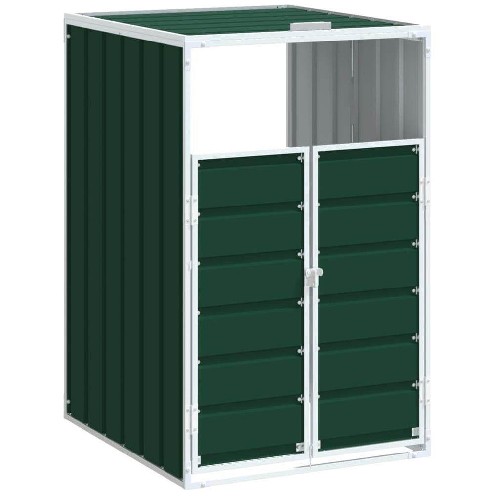 Copribidone con Ruote Bidone Singolo Verde 72x81x115cm Acciaio - Foto 1
