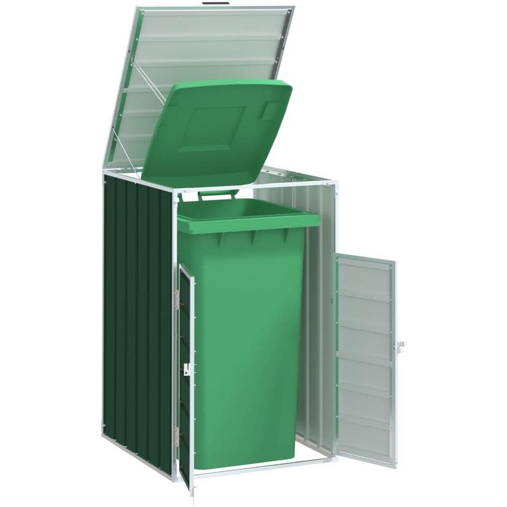 Copribidone con Ruote Bidone Singolo Verde 72x81x115cm Acciaio - Foto 2