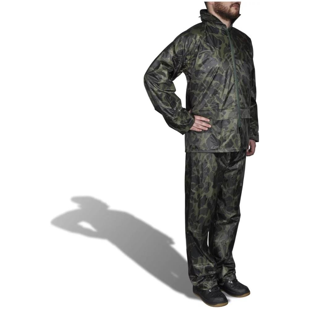 Completo Impermeabile Mimetico Con Cappuccio Xxl 2 Pz Per Uomini - Foto 1