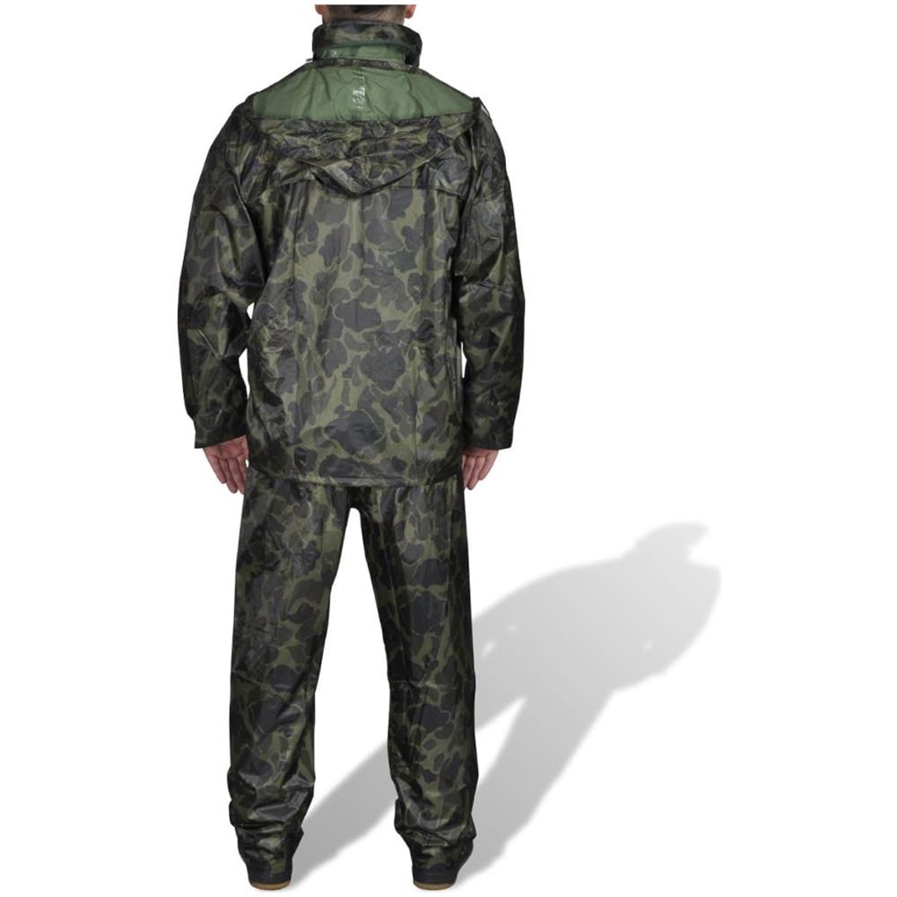 Completo Impermeabile Mimetico Con Cappuccio Xxl 2 Pz Per Uomini - Foto 2