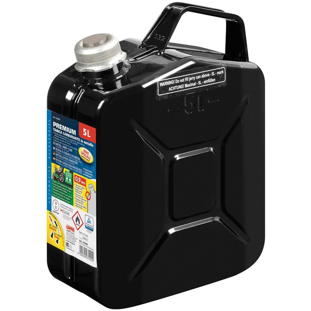 Premium, Tanica Carburante In Metallo - 5 L - Nero - Foto 1