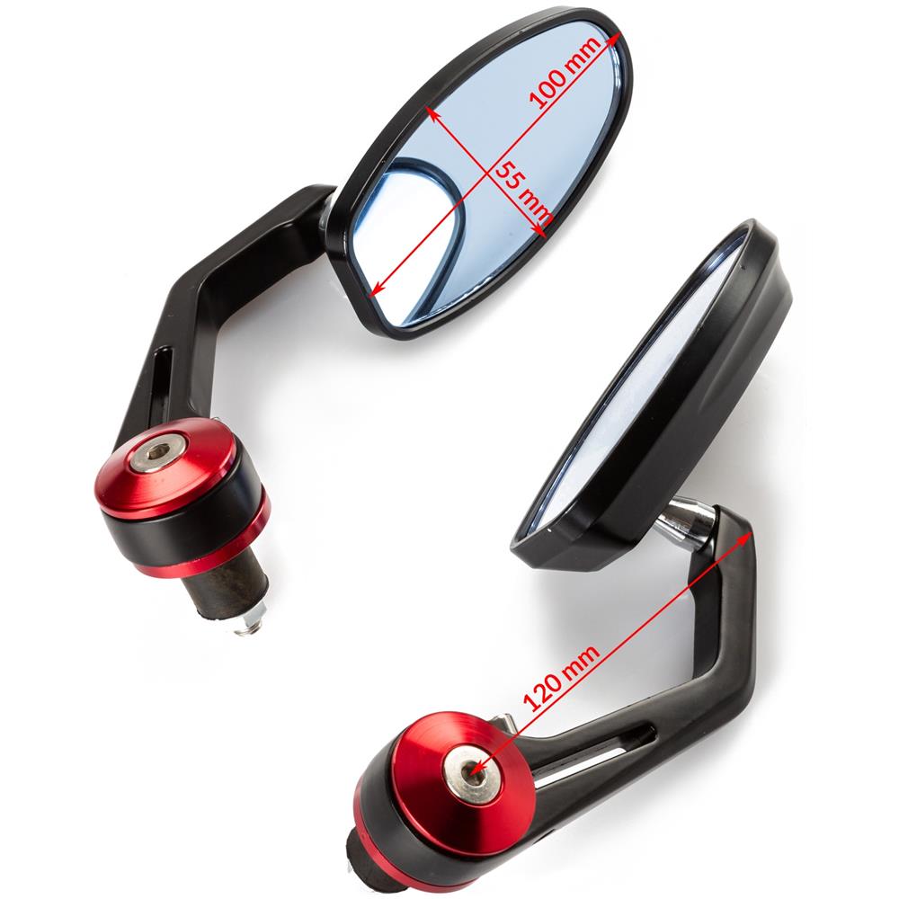Specchietti 22mm Manubrio Moto Retrovisori Metallo Universali Ovali Rosso - Foto 2
